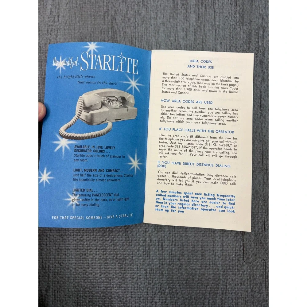 NEW General Telephone Personal Directory 1964 Blue Vintage MCM Atomic Starburst